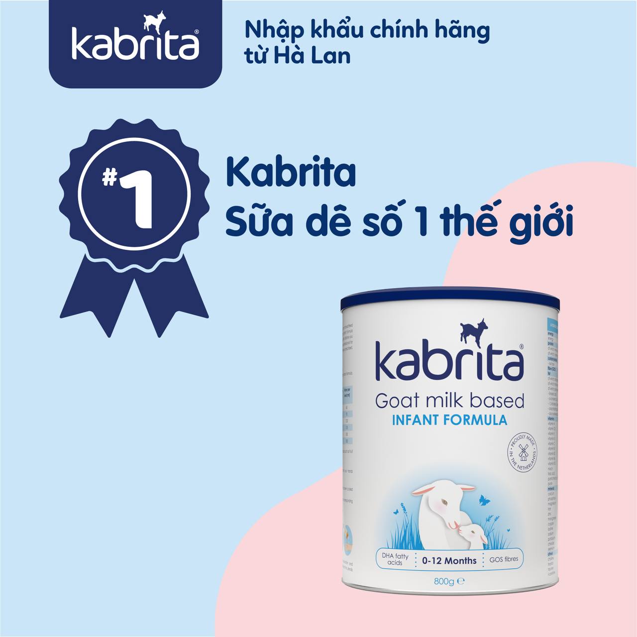 [DATE 2026] Sữa dê Kabrita số 1 cho trẻ 0-12 tháng - Lon 800g