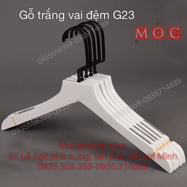 Móc áo gỗ trắng - Móc kẹp quần gỗ trắng treo quần áo Combo 10 cái