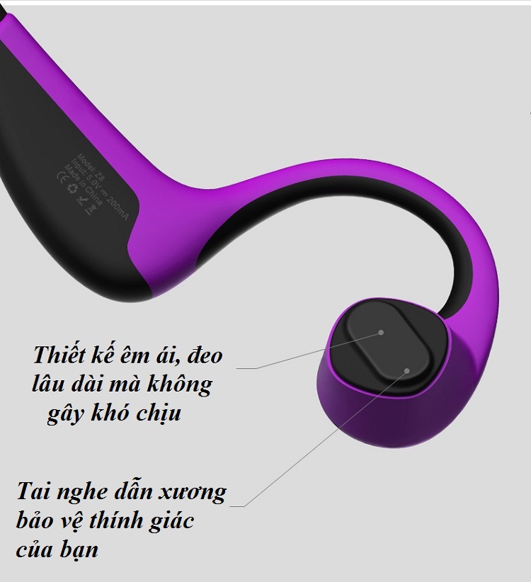 Tai nghe dẫn xương thể thao Bluetooth Z8 R9 chống nước - Hàng Nhập Khẩu