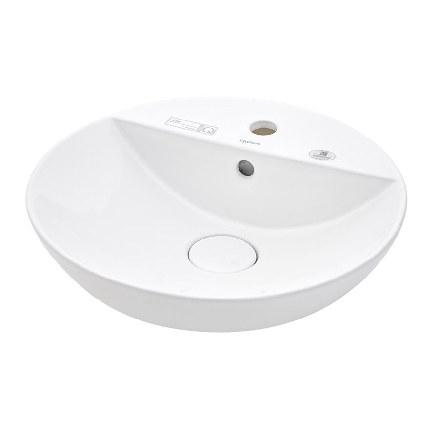 Lavabo bán âm bàn Viglacera V26, chất liệu sứ Ceramic phủ men Nano độc quyền, công nghệ Italia kháng khuẩn đến 89% - Hoa Sen Home - Hàng chính hãng