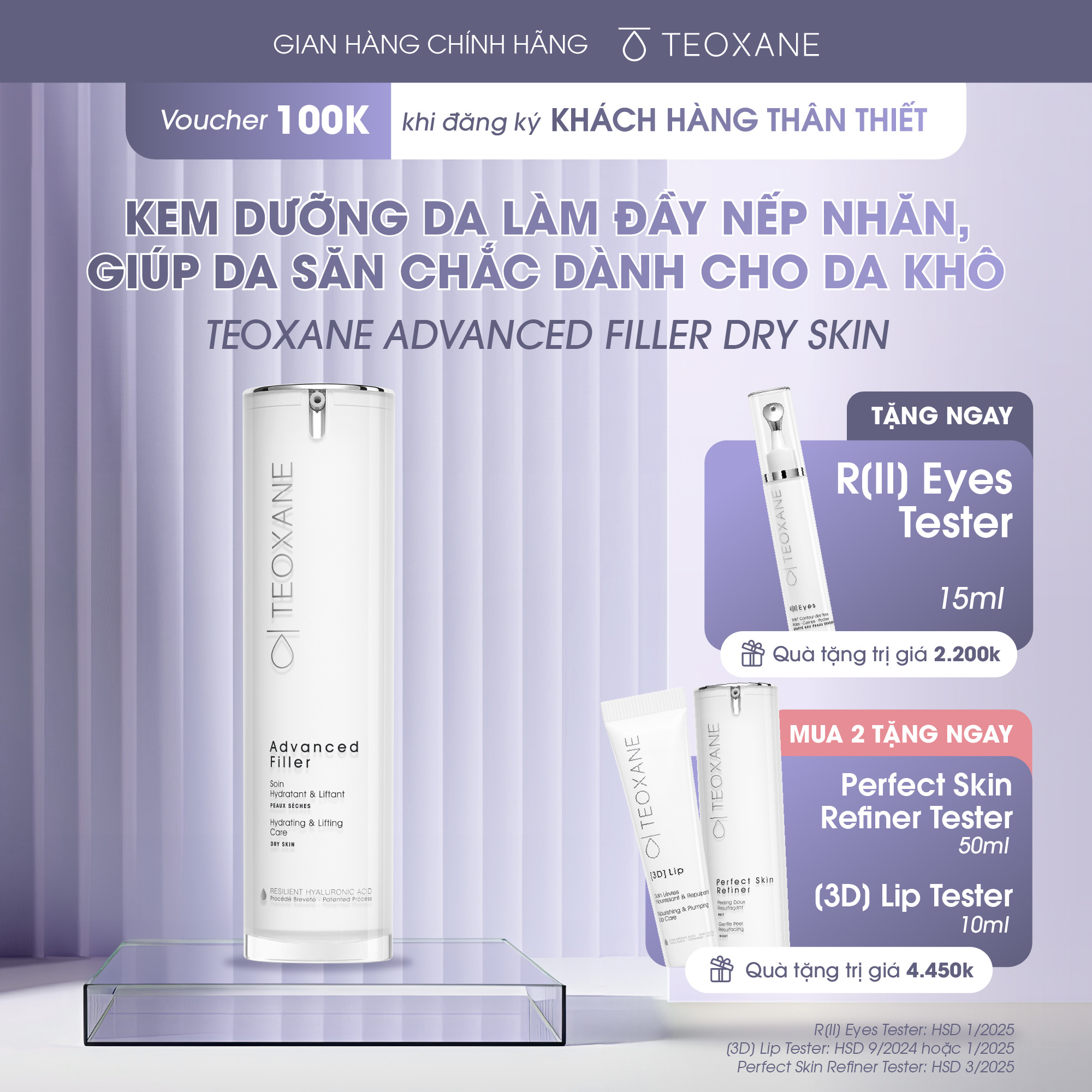 Kem dưỡng da chống nhăn ban ngày cho da khô Teoxane Advanced Filler Dry Skin 50ml