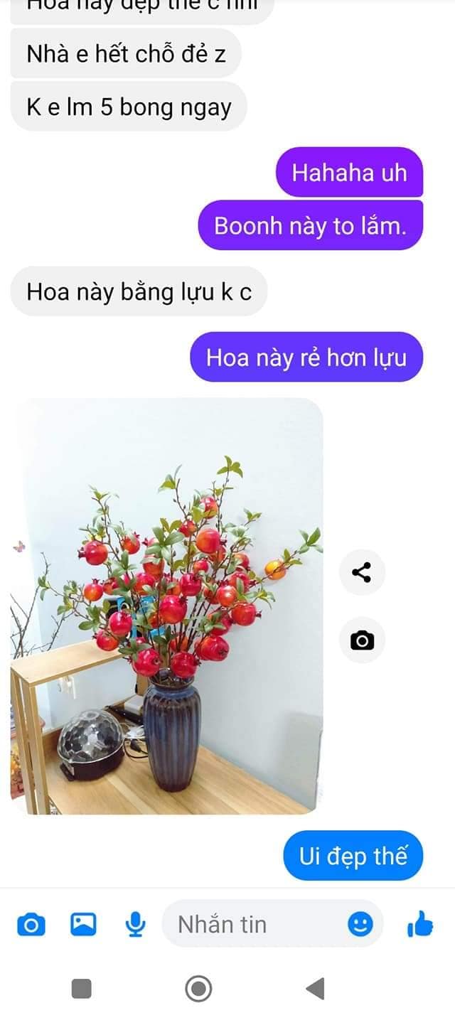 HOA GIẢ - CÀNH LỰU ĐỎ TÀI LỘC- MAY MẮN-BÌNH AN - TRANG TRÍ NHÀ CỬA SIZE 7 QUẢ ĐẸP.