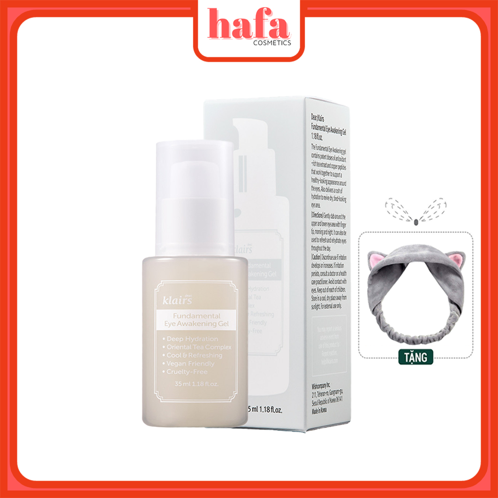 Gel Chăm Dưỡng Ẩm, Giảm Thâm Quầng Mắt Klairs Fundamental Eye Awakening Gel 35ml + Tặng kèm 1 Băng Đô Tai Mèo (Màu Ngẫu Nhiên)