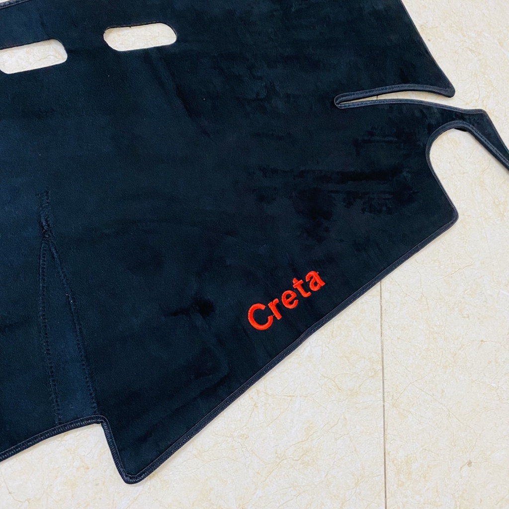 Thảm taplo nhung xe Hyundai Creta 2022 2023 Màu đen Hàng lông cừu có đễ chống trượt - chuẩn theo form xe