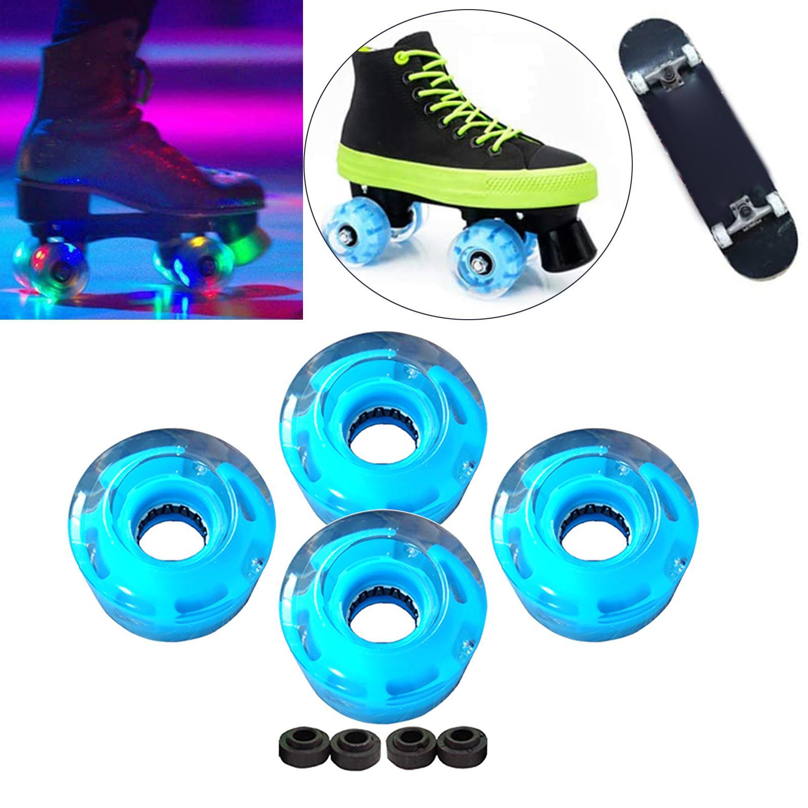 4pcs Roller Skate Wheels Light Flash for Double Row Skating Blue