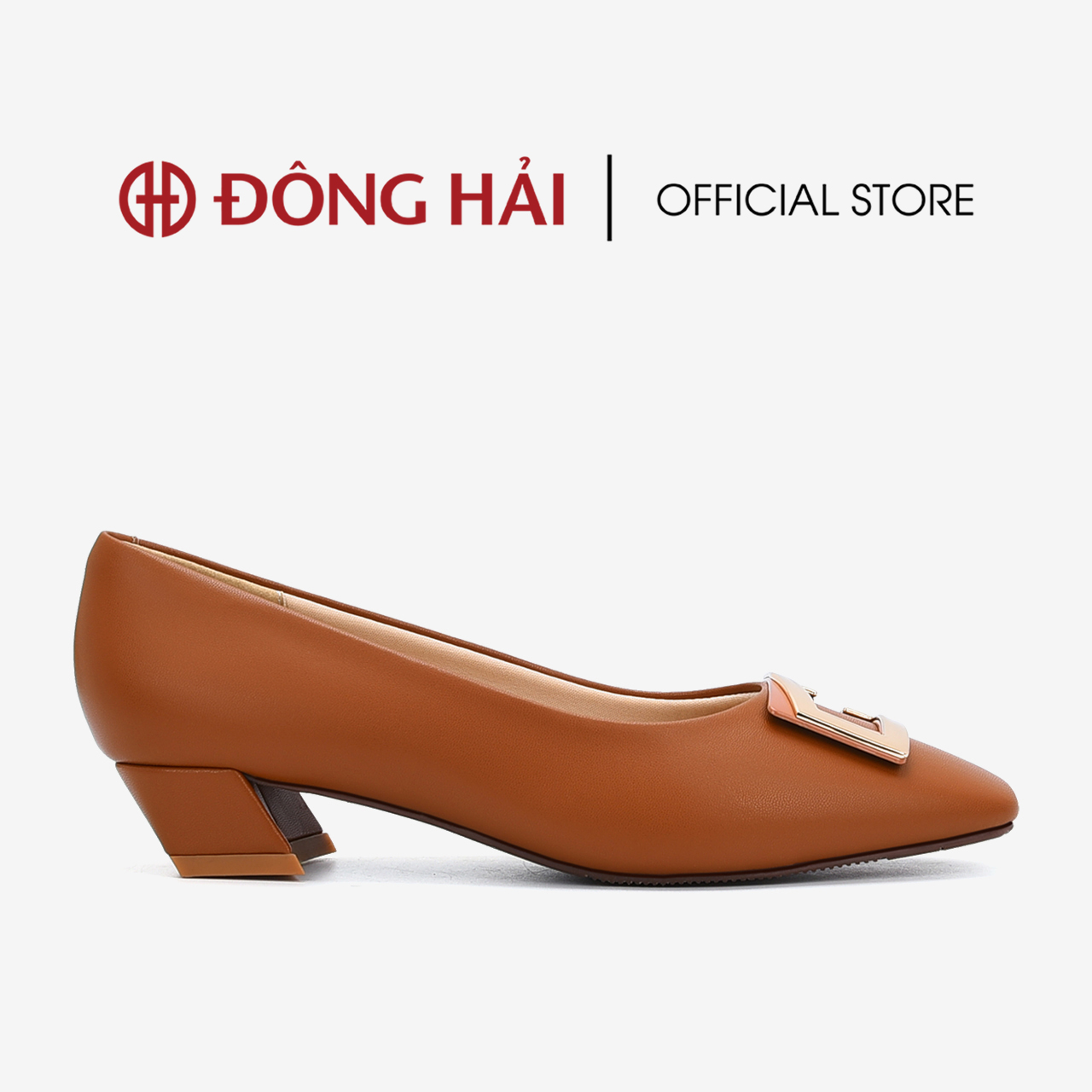 Giày cao gót nữ Đông Hải thiết kế mũi vuông hiện đại gót vuông cách điệu cao 3cm - G81H7