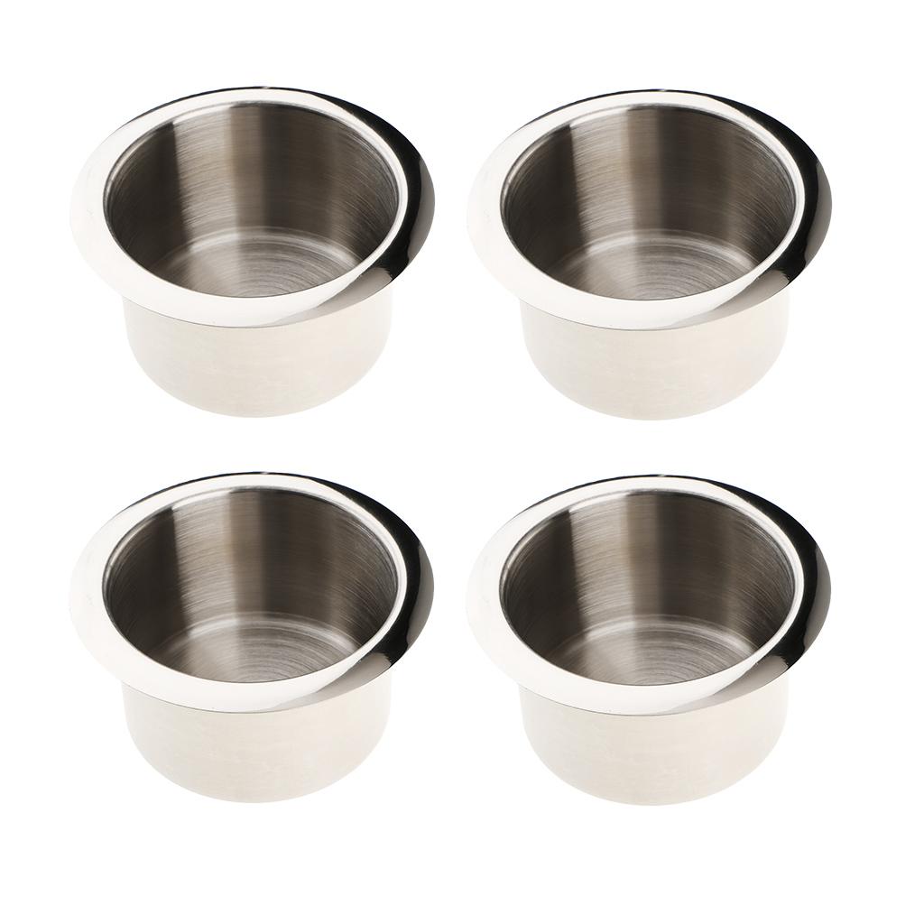 4 Stainless Steel Cup Drink Holder Polished for Marine Car Truck Camper RV