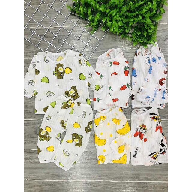 Bộ cotton giấy dài tay khuy vai từ 3-15kg cho bé .Hàng loại 1