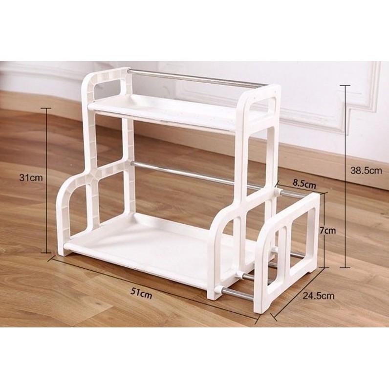 Kệ Đựng Gia Vị 2 Tầng Chữ H Có Chỗ Để Thớt, Có Móc Treo Đồ Đa Năng - Đồ dùng, dụng cụ nhà bếp