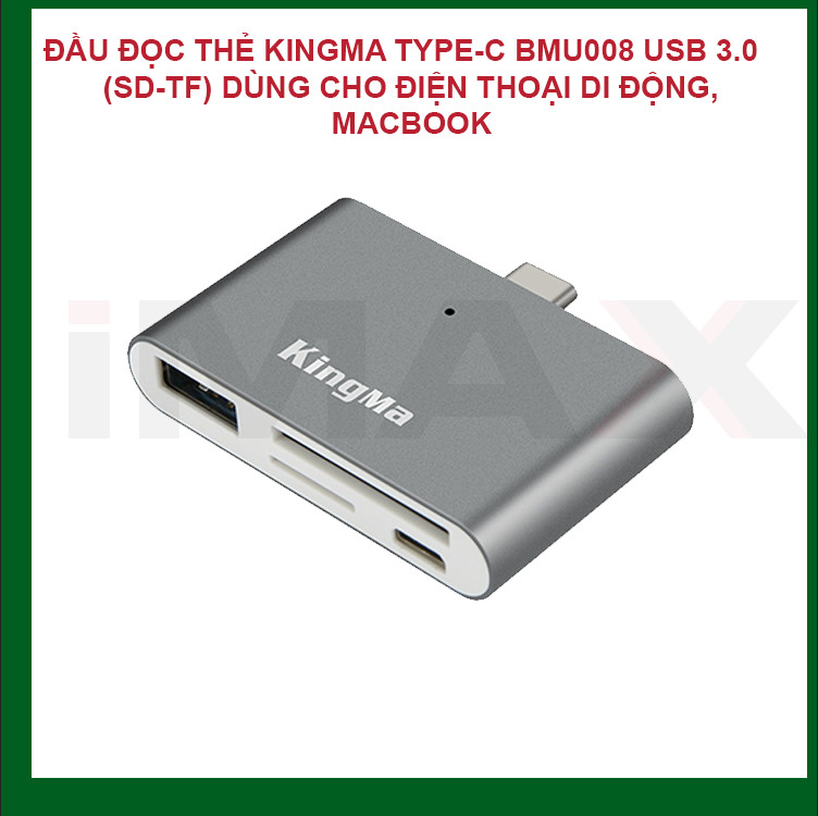 ĐẦU ĐỌC THẺ KINGMA TYPE-C BMU008 USB 3.0 (SD-TF) DÙNG CHO ĐIỆN THOẠI DI ĐỘNG, MACBOOK - HÀNG CHÍNH HÃNG