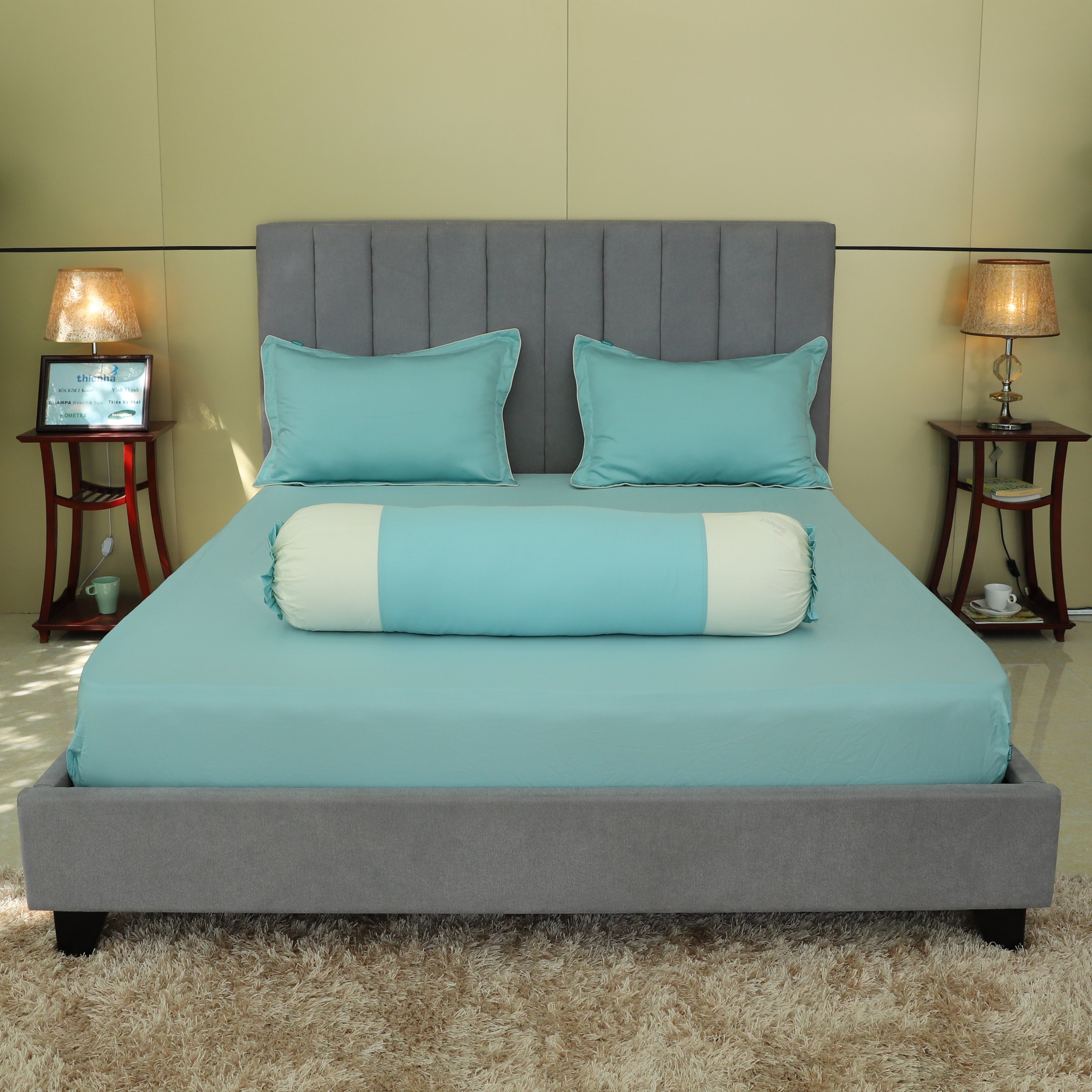 Bộ drap gối Tencel Luxury Hometex / tencel 40 sợi