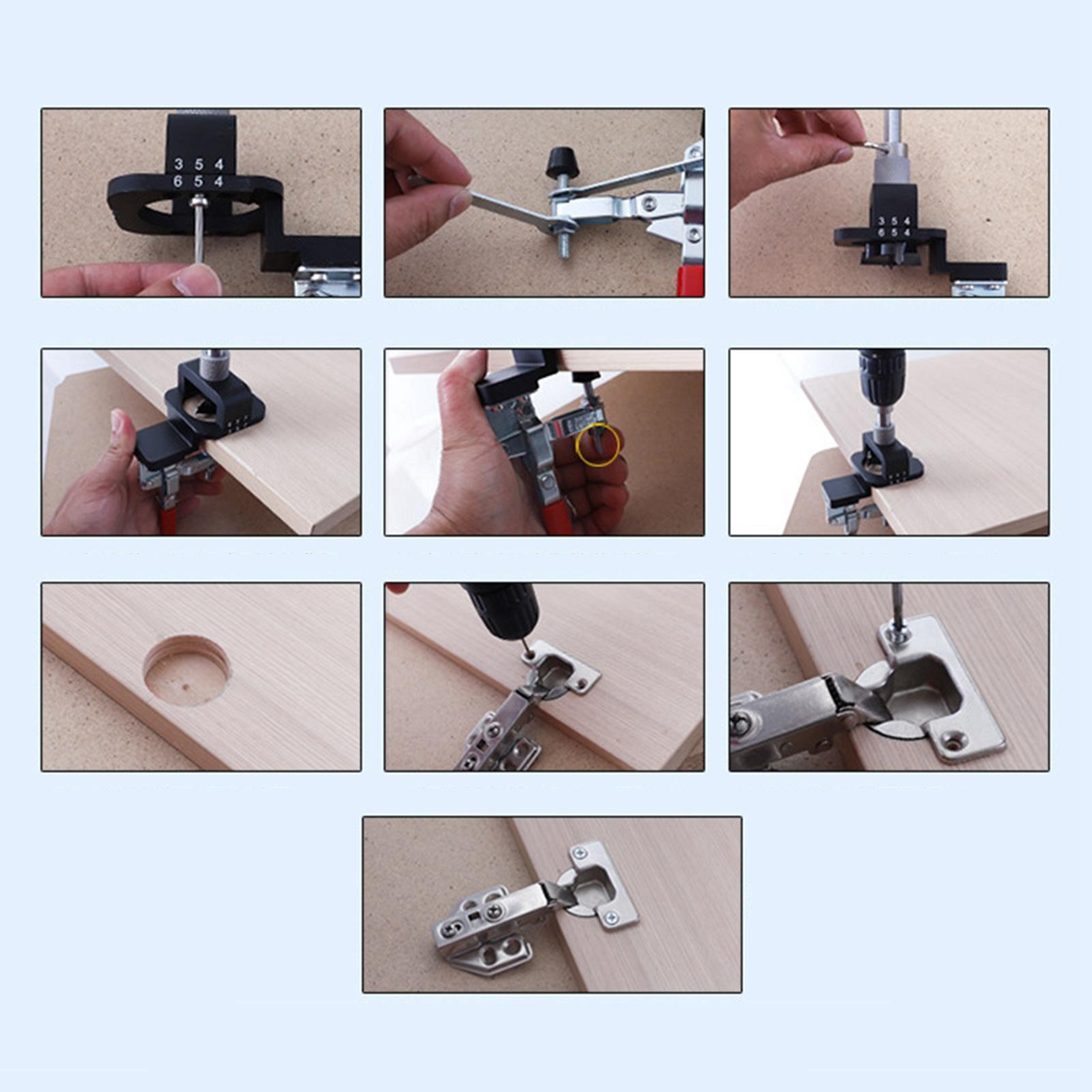 35mm Woodworking Hole Opener Hinge Jig Kit for Door Cabinet Hole Punching