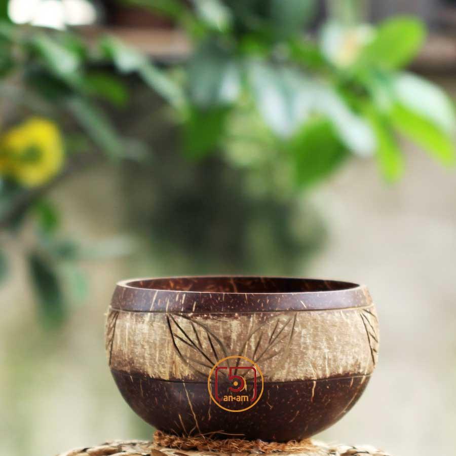Tô/Chén/Bát gáo dừa khắc hoa văn Cap