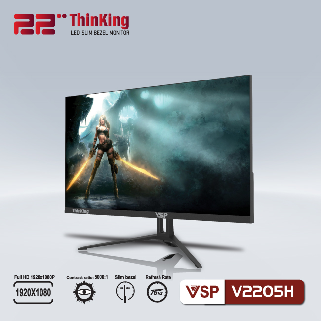 Màn hình VSP 22 inch, tràn viền, 75Hz V2205H - Hàng chính hãng