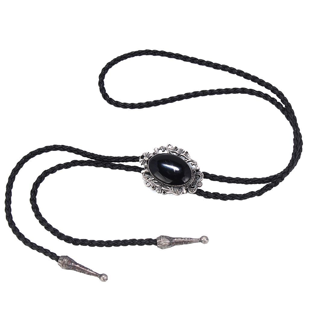 2X Vintage Western Cowboy Boho Tie Pendant Necklace Collar-Black