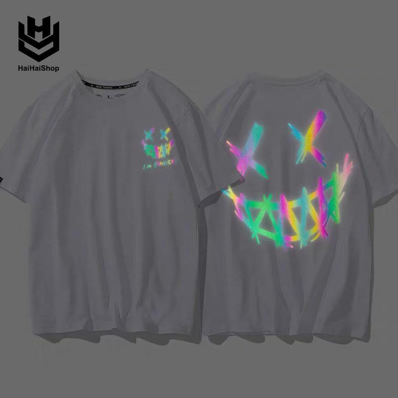 Áo Thun Phản Quang Bảy Màu Finee Cotton Form Rộng Unisex Thời Trang Nam Nữ Rẻ Đẹp