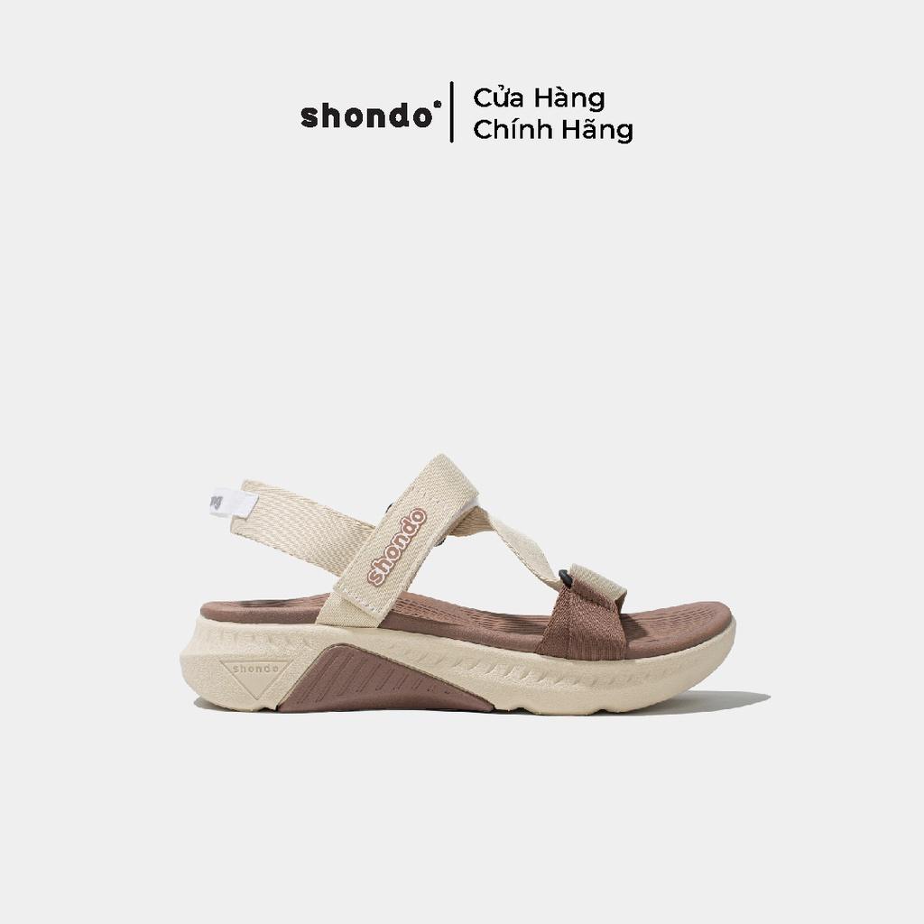 Giày Sandals Nam Nữ Shondo F7 Racing Be Phối Nâu F7R2595