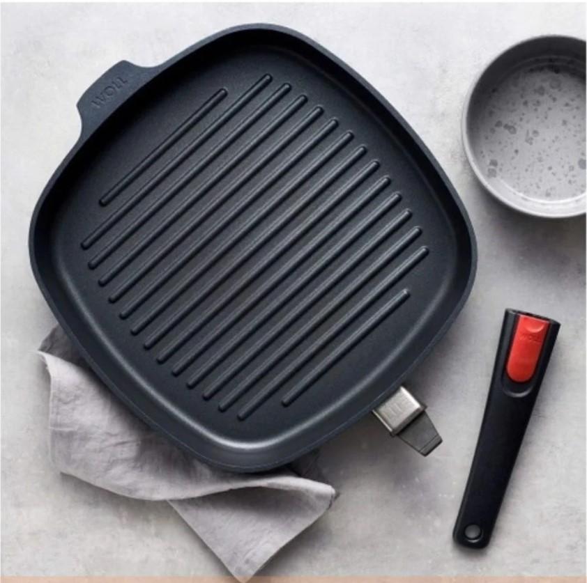 Chảo Vuông Woll Diamond Lite Pans Rectangular 30cmx26cm, Chảo Chống Dính Kim Cương Cao Cấp, Kèm Vung Kính, Cán Tháo Dời