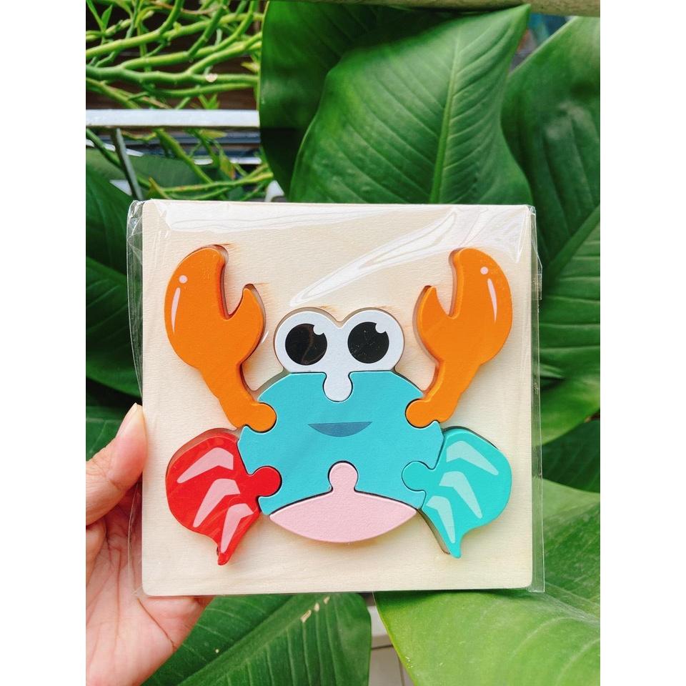 Tranh ghép hình 3D bằng gỗ có in hình nhiều mẫu ngộ nghĩnh phát triển trí tuệ, giáo dục sớm cho bé