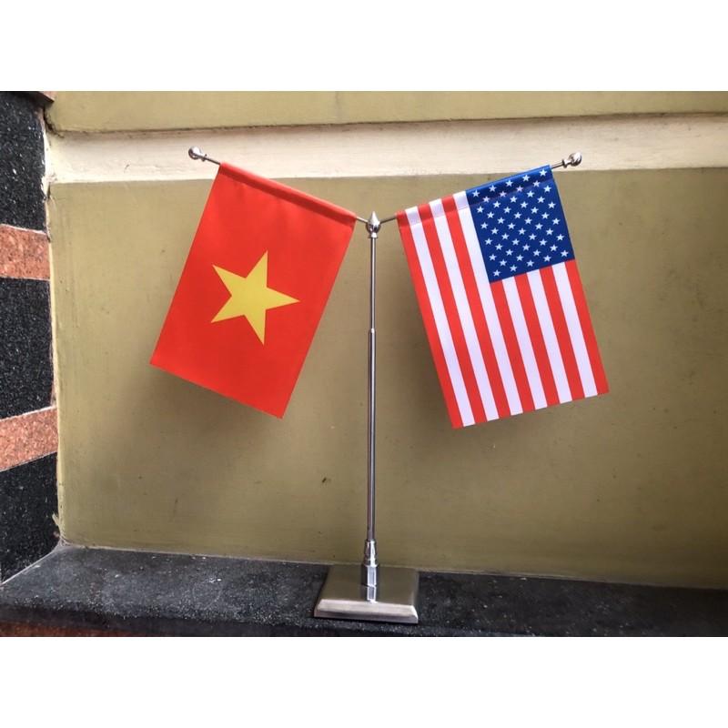 Cờ để bàn inox đế vuông việt mỹ