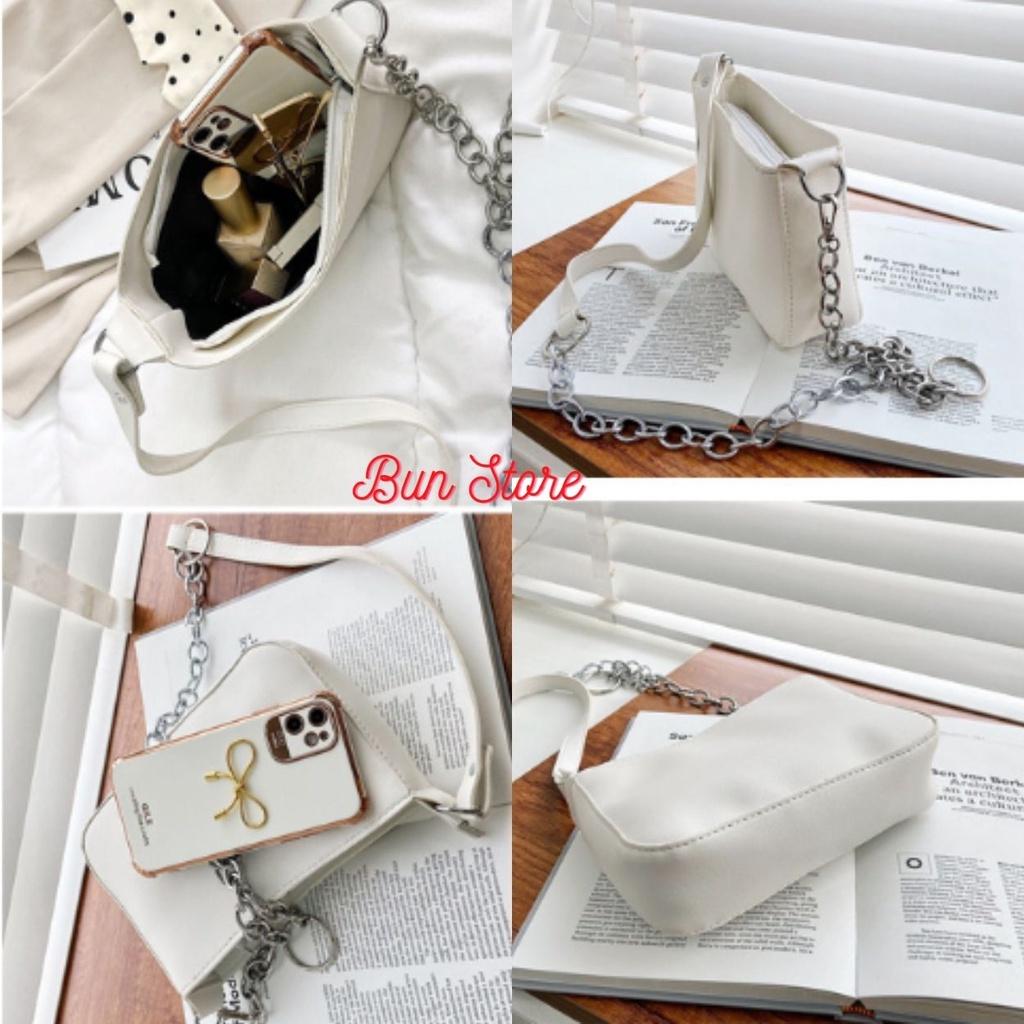 Túi kẹp nách nữ da mềm trơn Túi Xách nữ đeo vai xách tay - Mẫu mới nhất Màu đen và Trắng