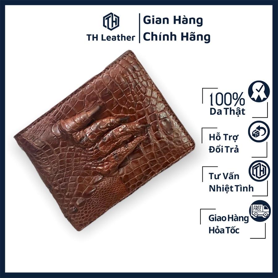 Bóp Nam Da Tay Cá Sấu Thật Màu Nâu Đỏ