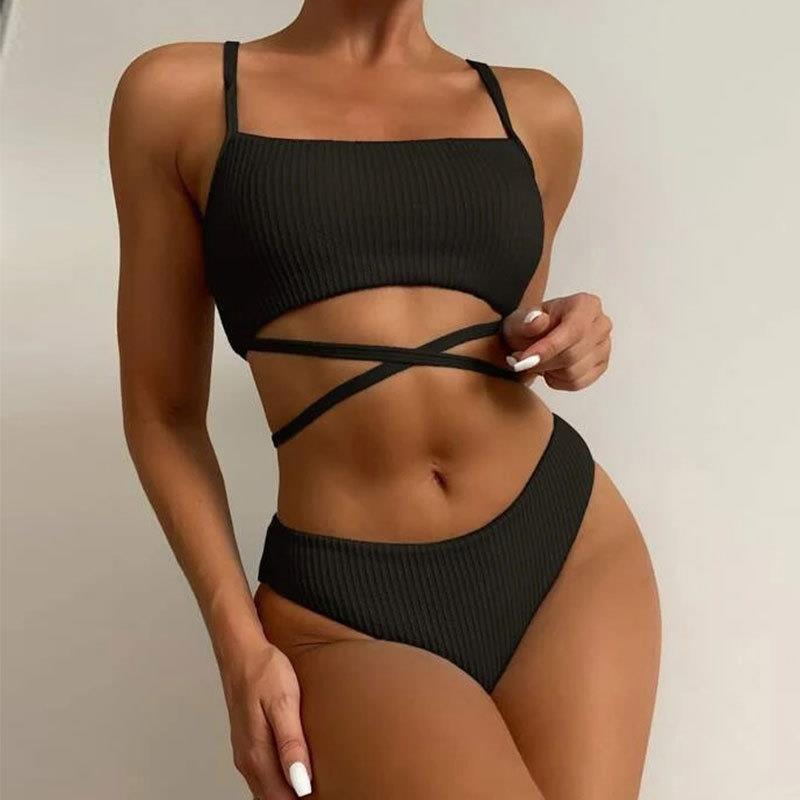Đồ bơi nữ, bikini sexy 1 mảnh liền thân tôn dáng 2 dây buộc eo Ne