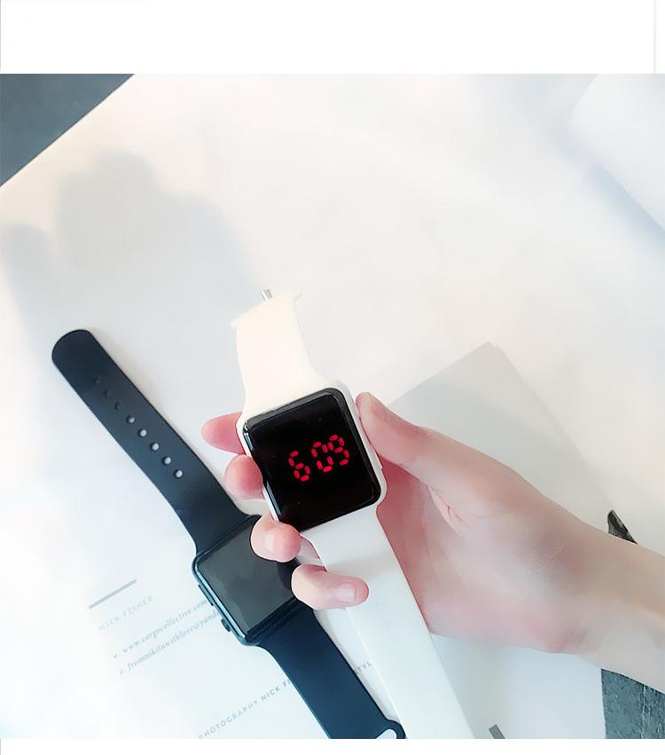 Đồng hồ thời trang Unisex hiển thị giờ Led AP118 dây cao su bền bỉ kiểu mặt vuông hottrend