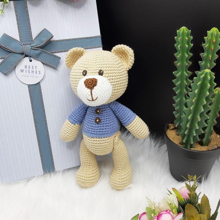 Gấu bông móc len Amigurumi cao cấp - Gấu Teddy 100% Cotton, quà tặng thú nhồi bông hình gấu Teddy