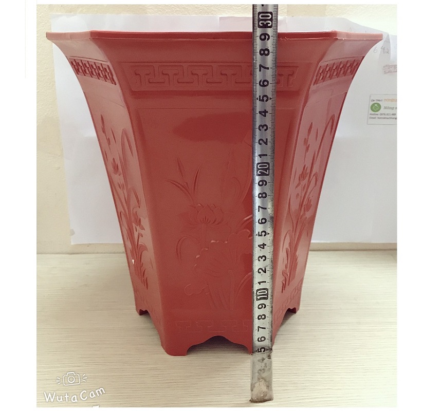 3 Chậu Nhựa Trồng Hoa, Cây Cảnh Lục Giác LGC280 Màu Đỏ