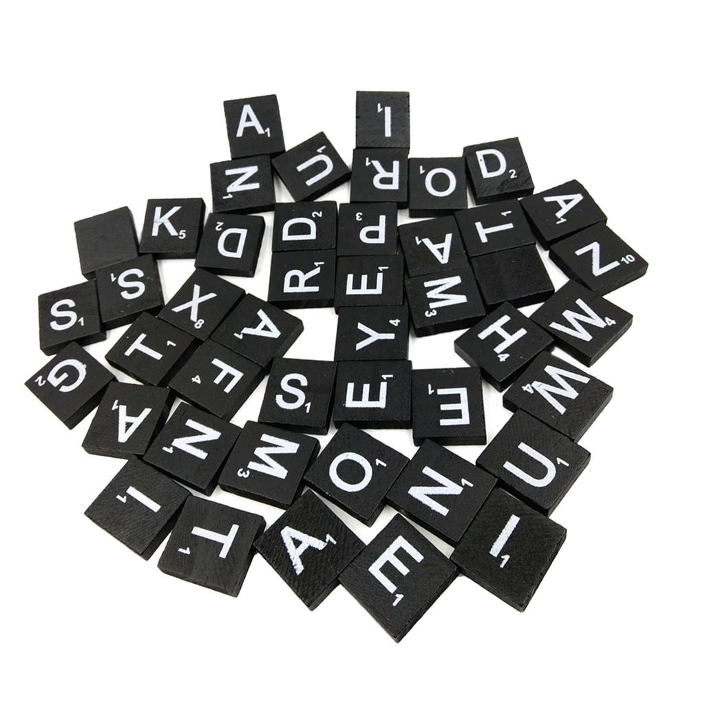 100 PCS Đen Ốp Gỗ Với Lụa Bảng Chữ Cái Cho Đám Cưới Thêu Sò