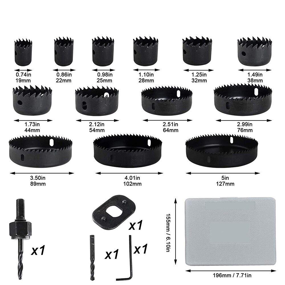 Bộ khoan khoét lỗ tròn 16 chi tiết 19-127mm chuyên dụng khoét lỗ thạch cao, khoét lỗ gỗ nhựa alu