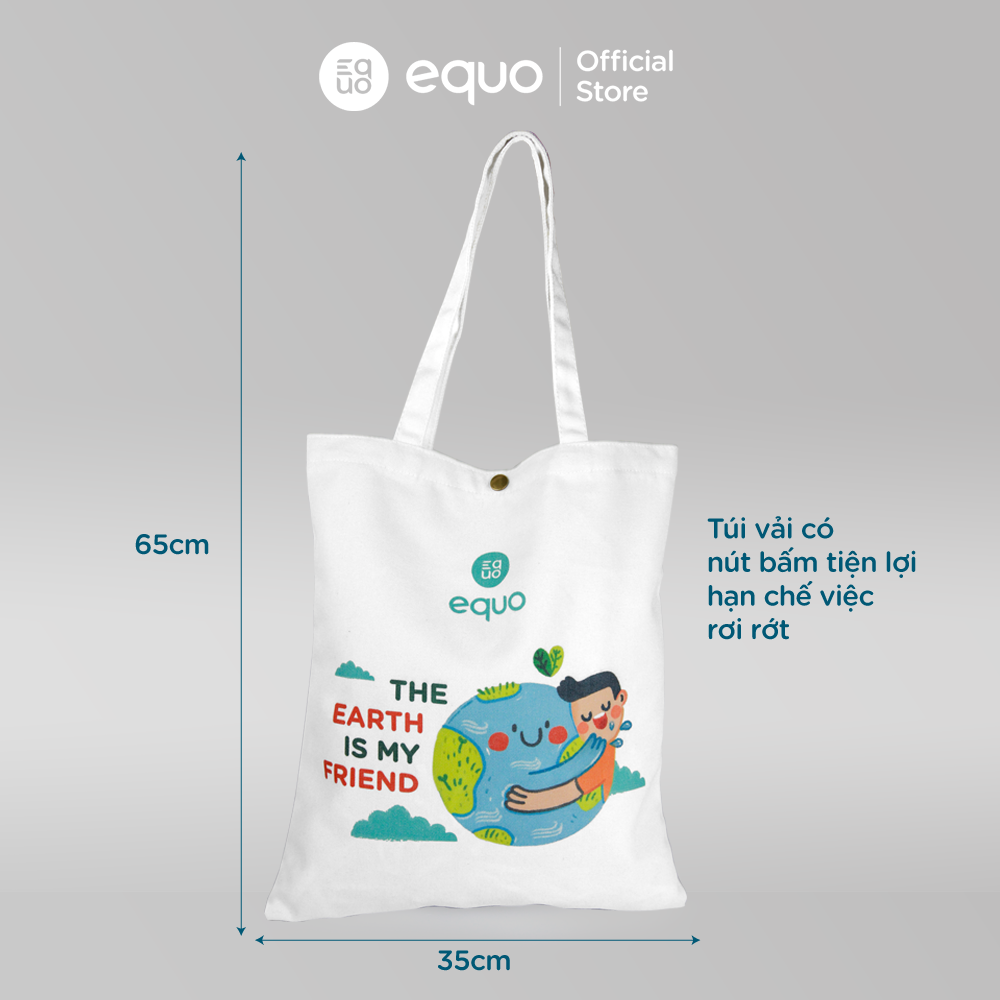 Túi vải EQUO thiết kế The Earth is my friend sử dụng được nhiều lần size 630*350