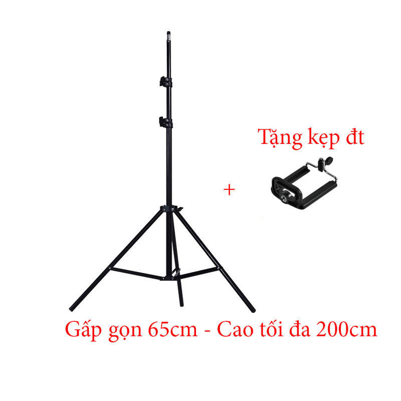 Chân Đèn Studio, Chân Đèn Flash Cho Chụp Ảnh, Quay Phim,  Livestream làm bằng hợp kim nhôm cao 2m gấp gọn 70cm