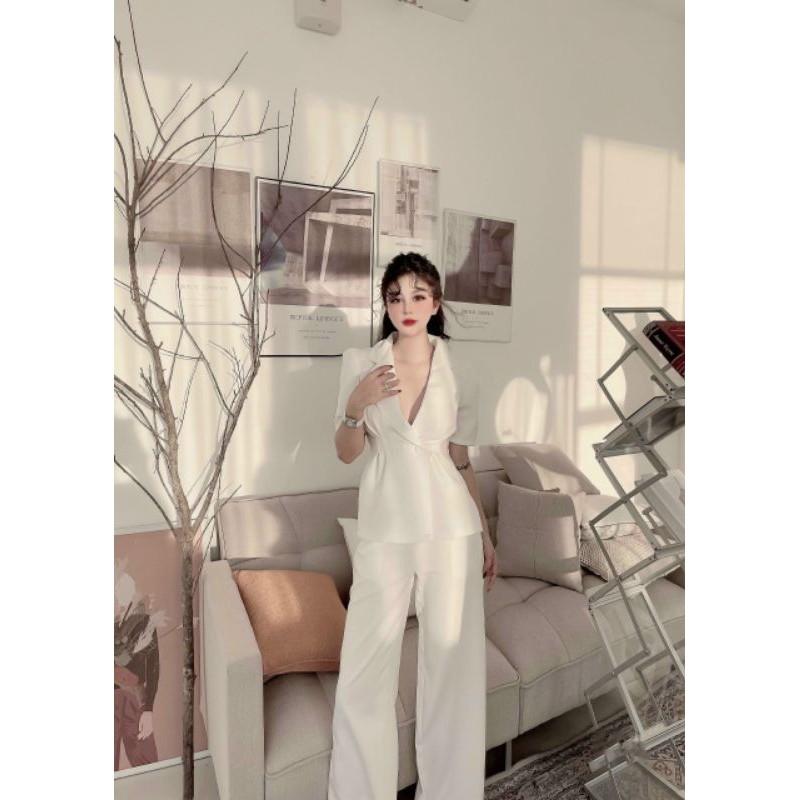 A553 Áo vest cách điệu dáng tay lửng chiết ly eo tỷ mỷ, dáng ôm vạt xòe 3 tone màu nổi bật