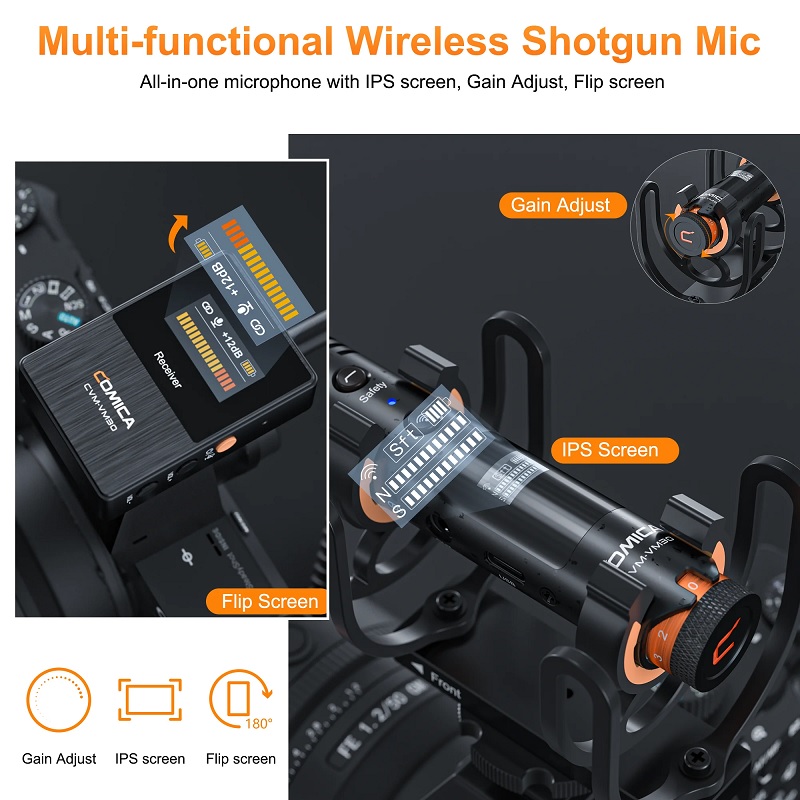 ROGTZ Micro Comica VM30 Mic Shotgun thu âm không dây cho máy ảnh, điện thoại, máy tính quay vlog, ASMR, livetream, podcast - Hàng Nhập Khẩu
