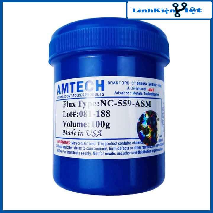 Mỡ hàn Amtech mỡ trắng lọ màu xanh loại to 100g