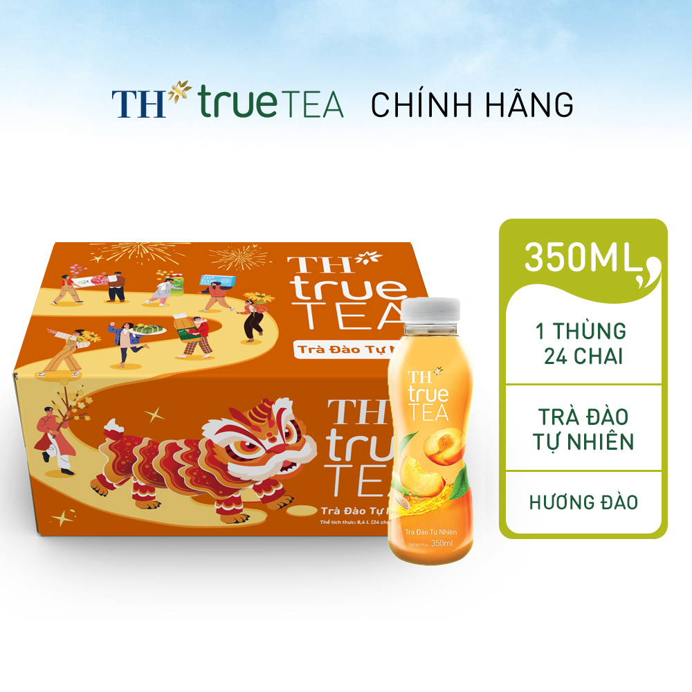 Thùng 24 chai Trà Đào Tự Nhiên TH true TEA 350ml (24 x 350ml)