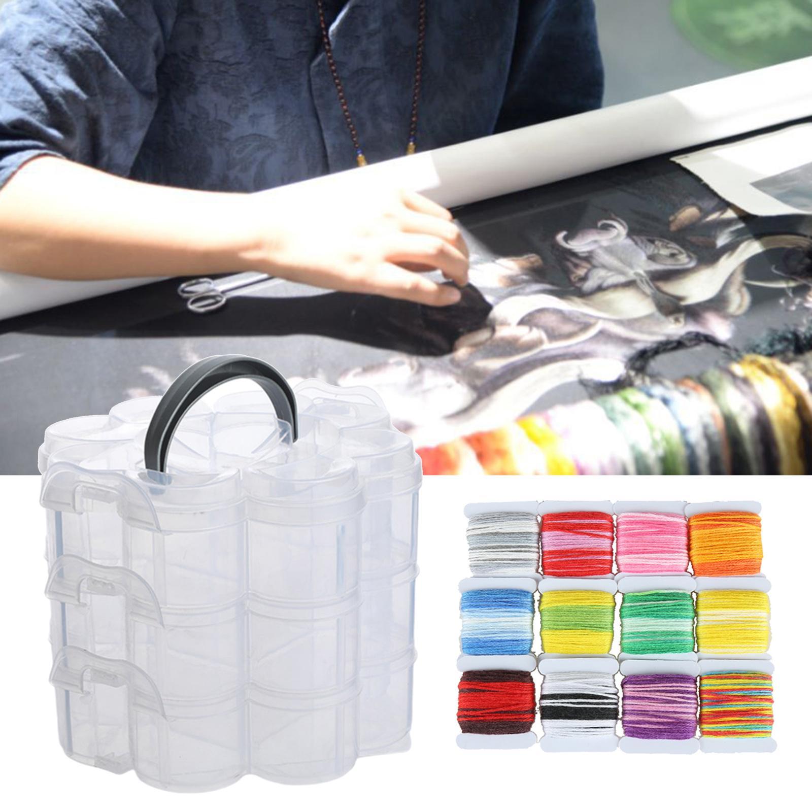 Clear Plastic Storage Box, Tool Box, Sewing Box Organizer, Multipurpose Organizer, Portable Handled Storage Case for Art Craft