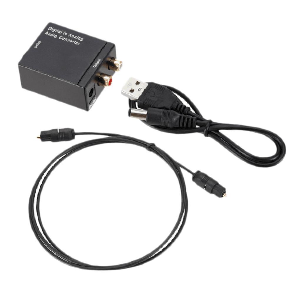 Digital Optical Toslink SPDIF Coax To Analog RCA L/R Converter Adapter Black