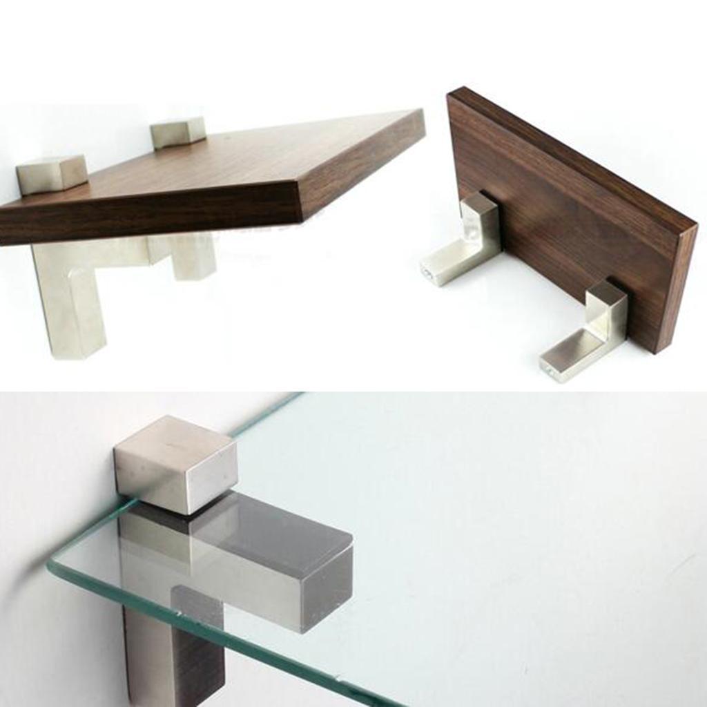 2 Pairs Wall Mount Adjustable Wood / Glass Shelf Bracket for