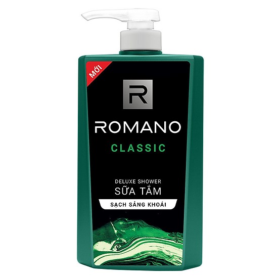 Bộ Romano Classic: Dầu gội 650g, sữa tắm 650g, xịt khử mùi 150ml,lăn khử mùi 50ml +Tặng kèm nước hoa bỏ túi 18ml