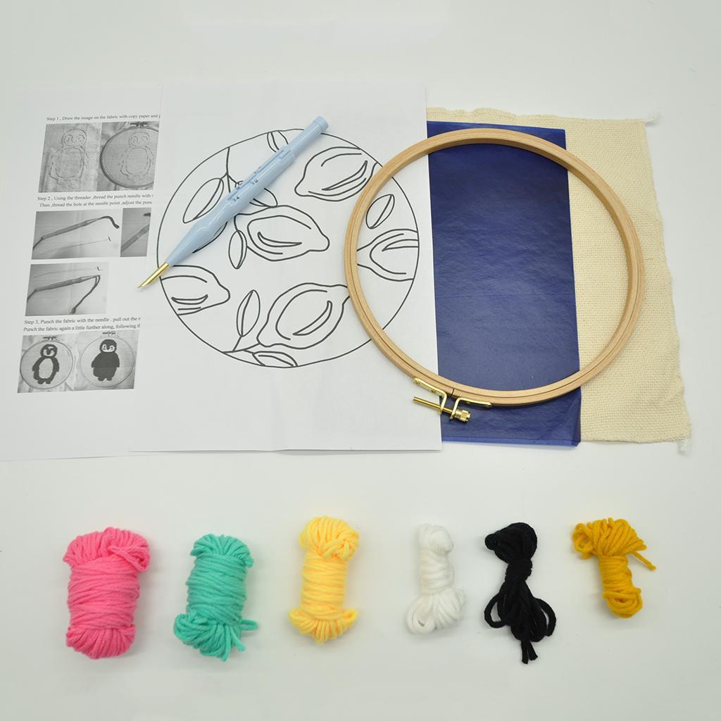 Punch  Kits with Punch Embroidery Wood Hoop DIY Crafts