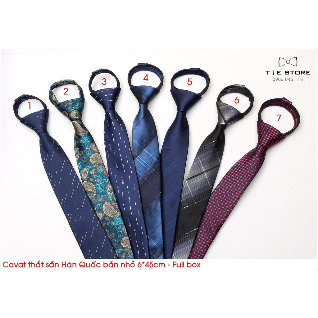 NHIỀU MẪU Cà vạt thắt sẵn Hàn Quốc bản nhỏ 6cm * 45cm - Tặng kèm hộp