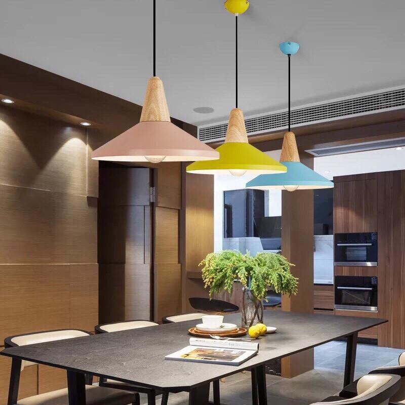 Đèn thả hiện đại - đèn trang tri shop thời trang - đèn trang trí salon HL1027-350 đui giả gỗ