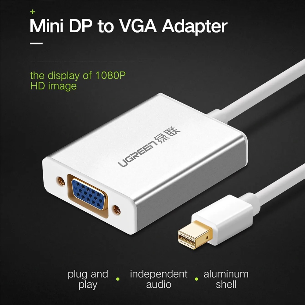 Cáp Chuyển Đổi Mini DP To VGA Ugreen 10403 Tương Thích Mọi Loại Thiết Bị Trình Chiếu Hàng Chính Hãng