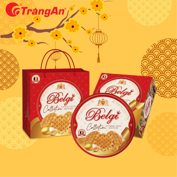 [Mẫu mới] Bánh Belgi Collection 355g, hộp thiếc, tặng kèm túi giấy, thích hợp làm quà biếu tặng