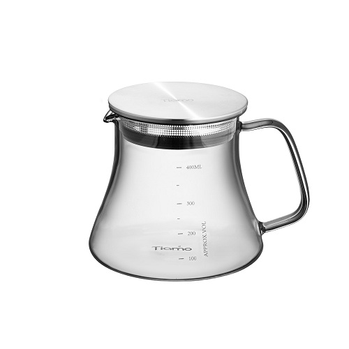 Bình pha cà phê thủy tinh chịu nhiệt Tiamo 400ml nắp inox