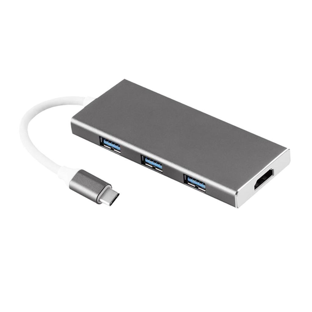 7 in 1 Type C Mult-Port USB Hub Adapter with TF Card Reader Gray