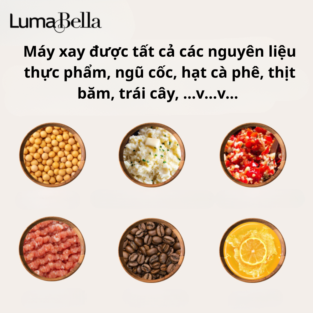 Máy xay thịt đa năng Lumabella LB-06009 nhỏ gọn dung tích 700ml, xay thịt cá, xay thực phẩm, xay tỏi ớt - DELIYA HÀNG CHÍNH HÃNG